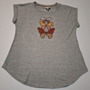Embroidered Patchwork Butterfly Cottagecore Shirt Medium Truself